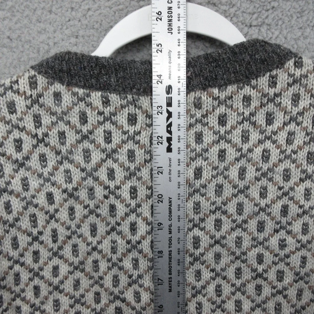 L.L. Bean Gray Patterned Nordic Wool Blend Cardigan Sweater - Picture 10 of 10